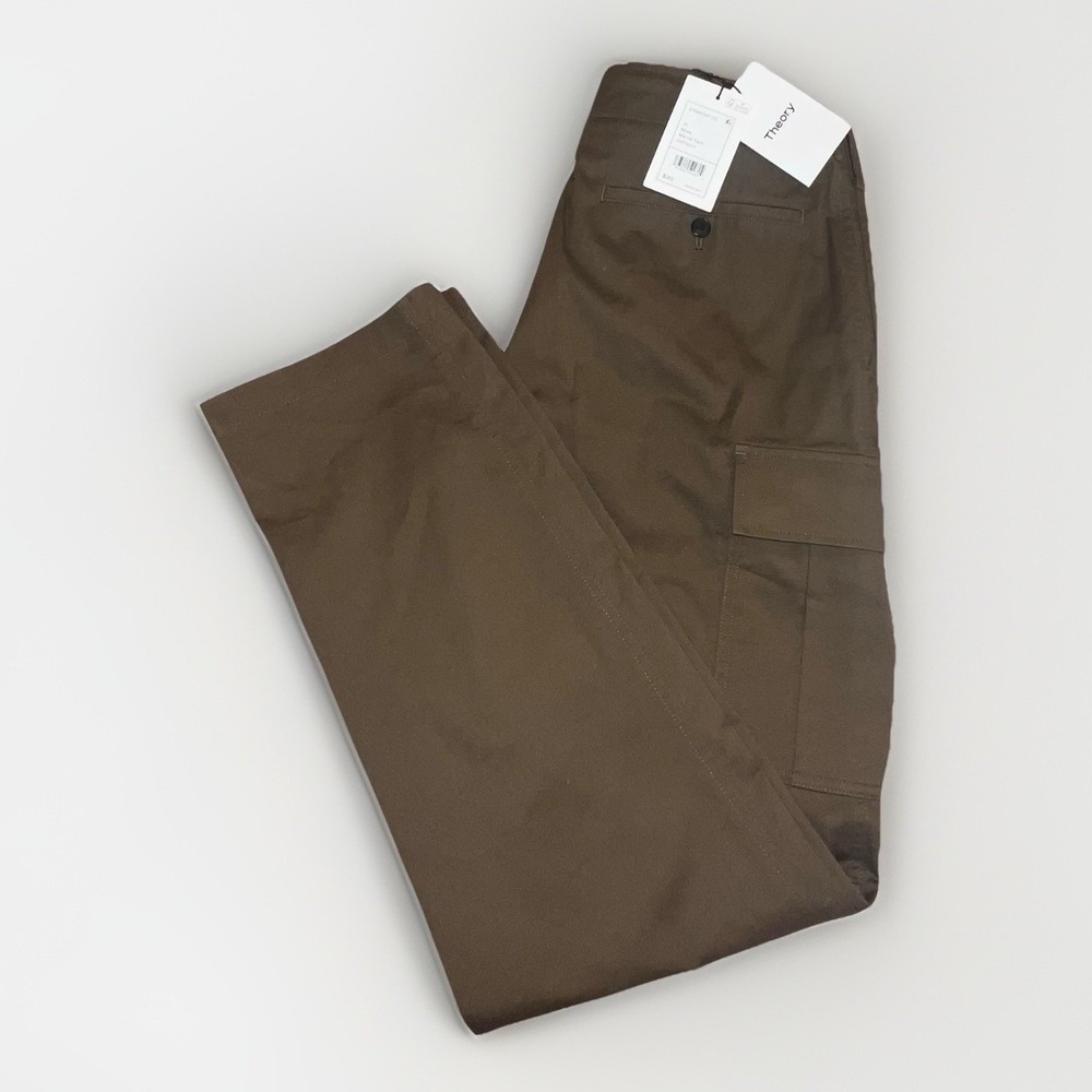 THEORY Pants Mens Size 31 Green Moss Straight Leg Chino Twill Cargo Pocket $265